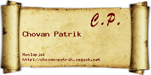 Chovan Patrik névjegykártya